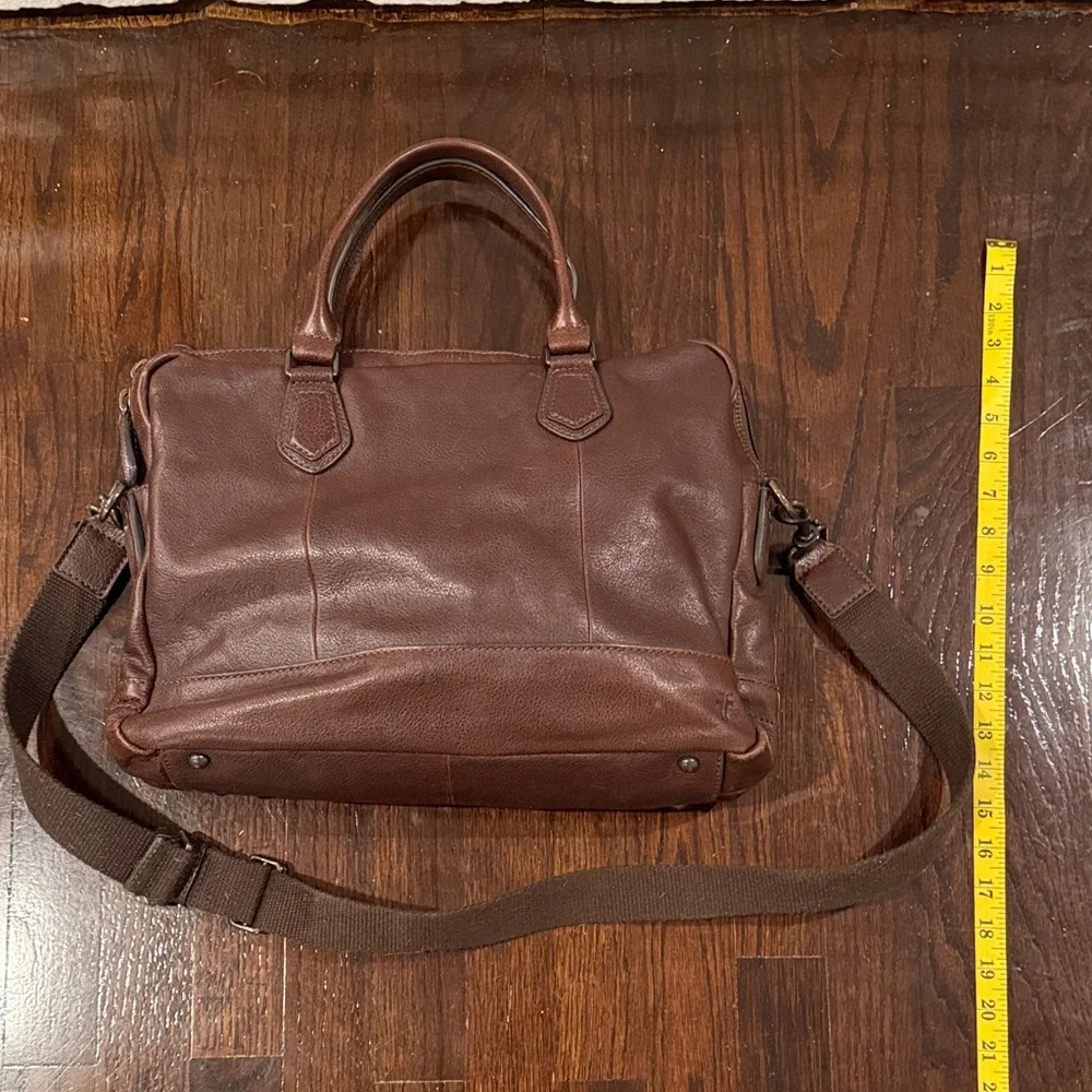 Frye Brown Leather Men's Bag Brief Case Removable Strap